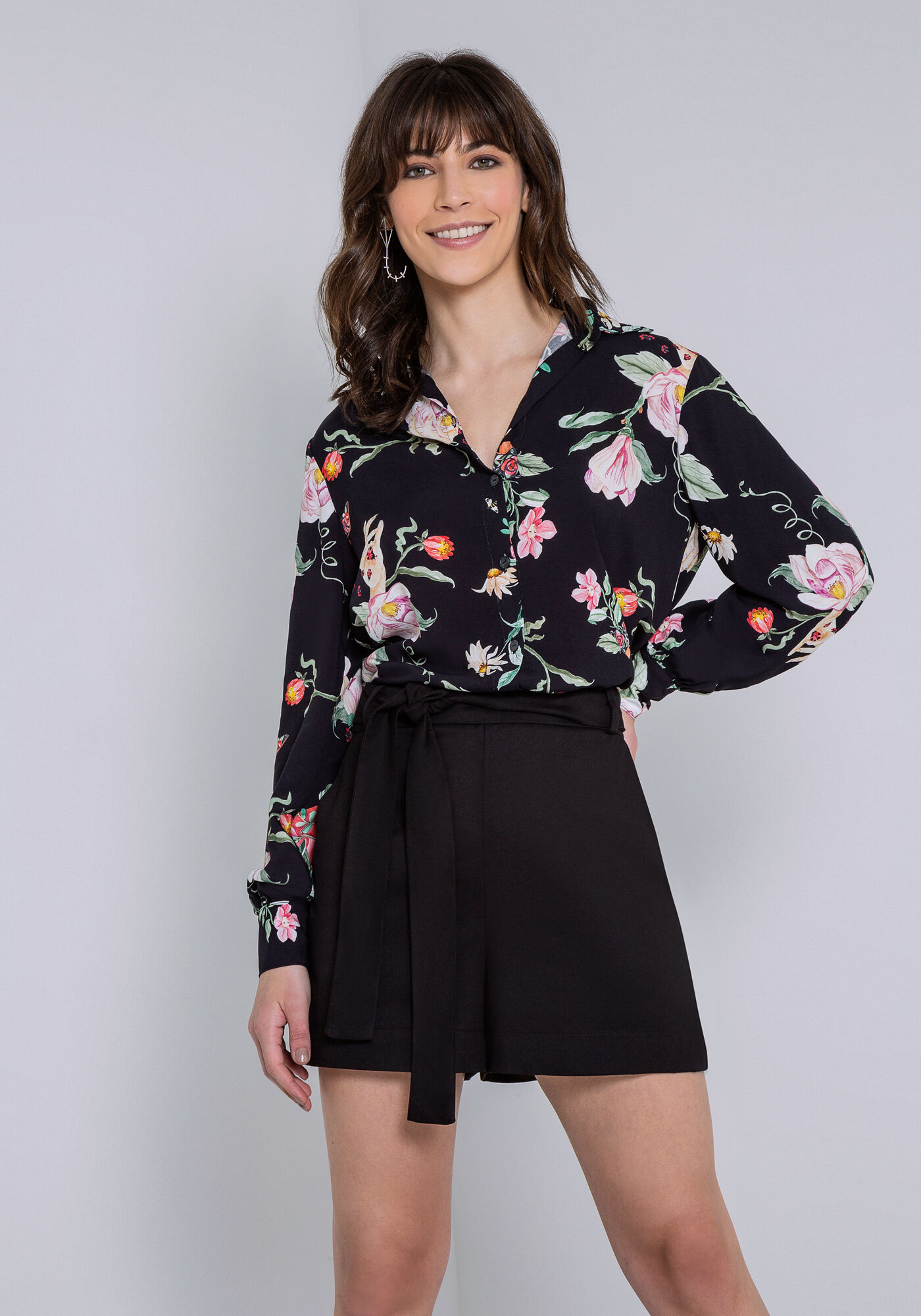 Blusa estampada clearance manga longa