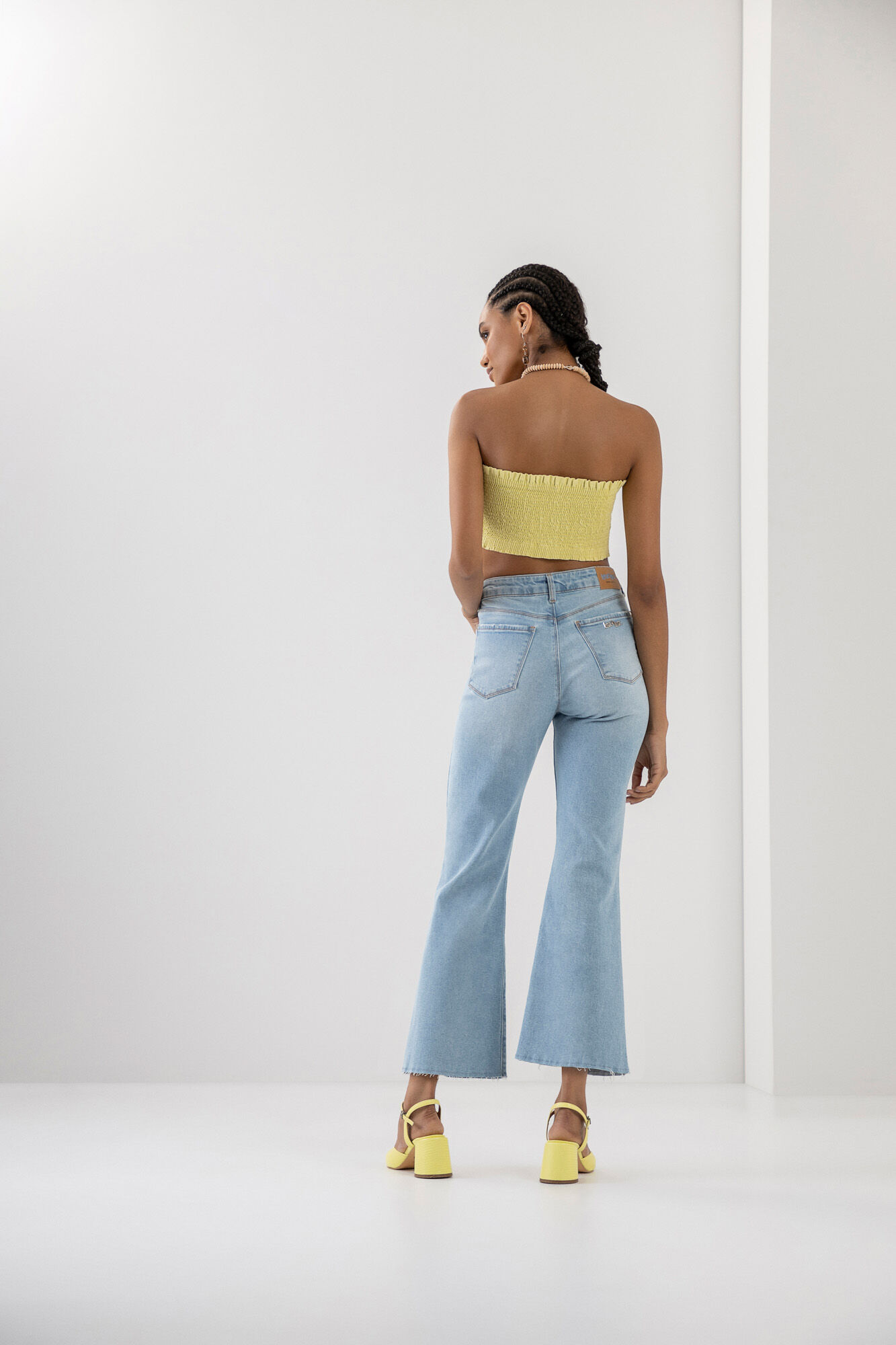 Calça jeans cheap flare cropped