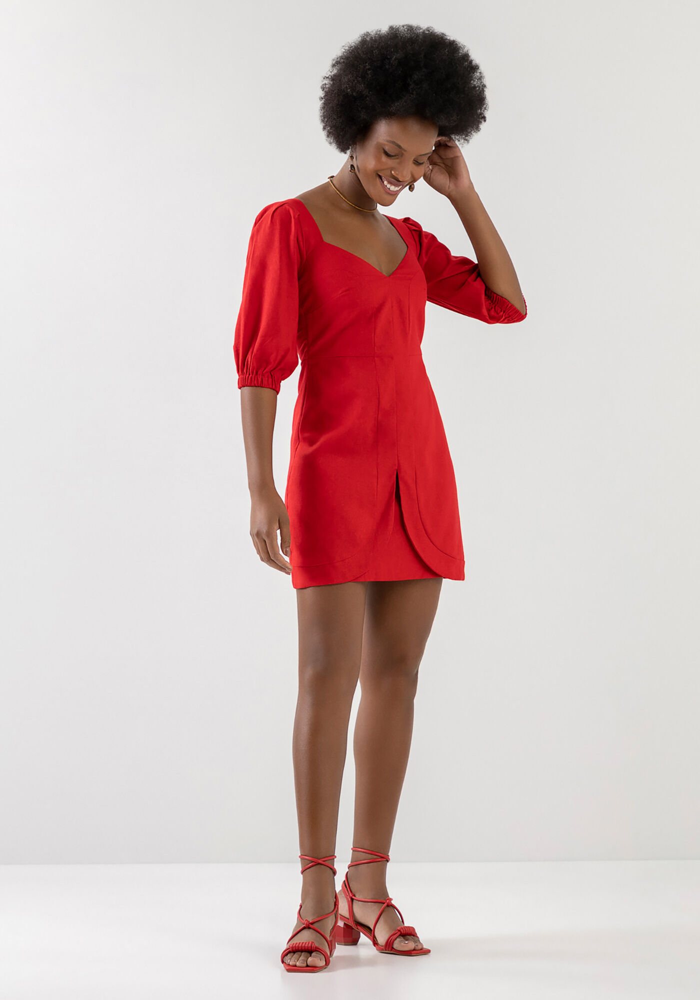 Vestido clearance vermelho linho